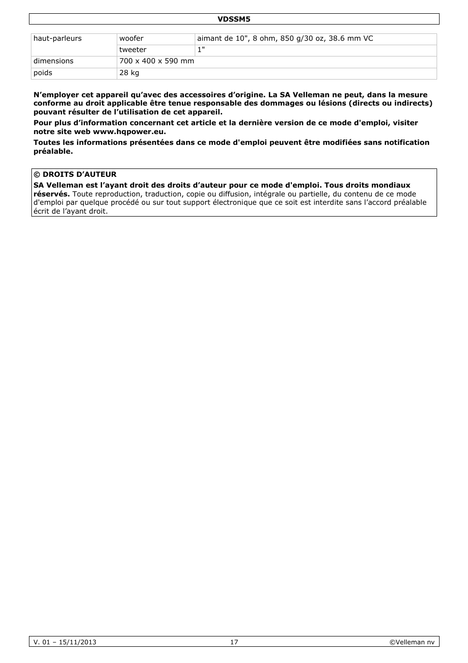 Velleman VDSSM5 User Manual | Page 17 / 28