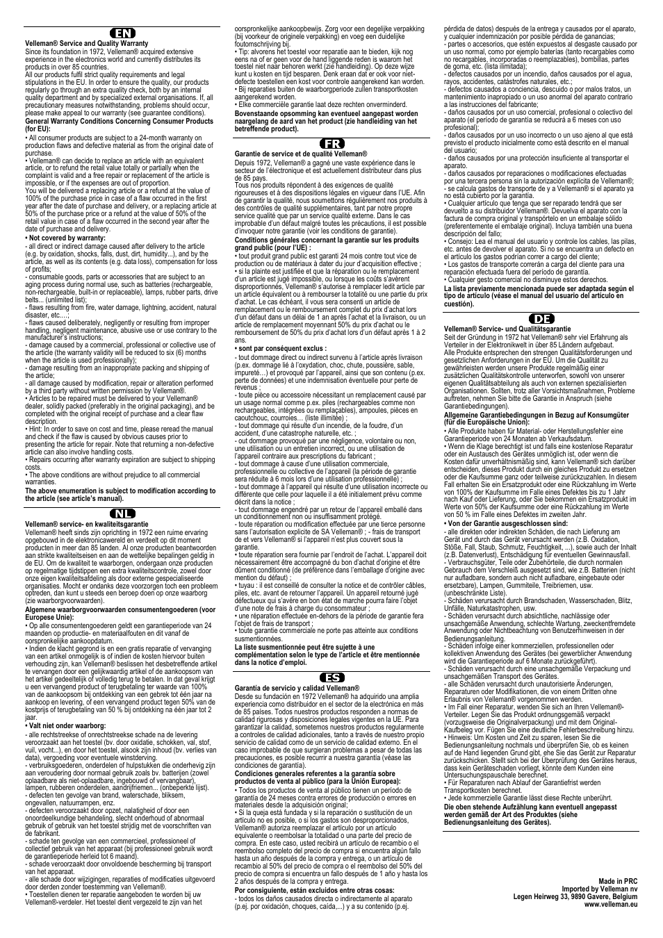 Velleman VDSSM5 User Manual | Page 28 / 28