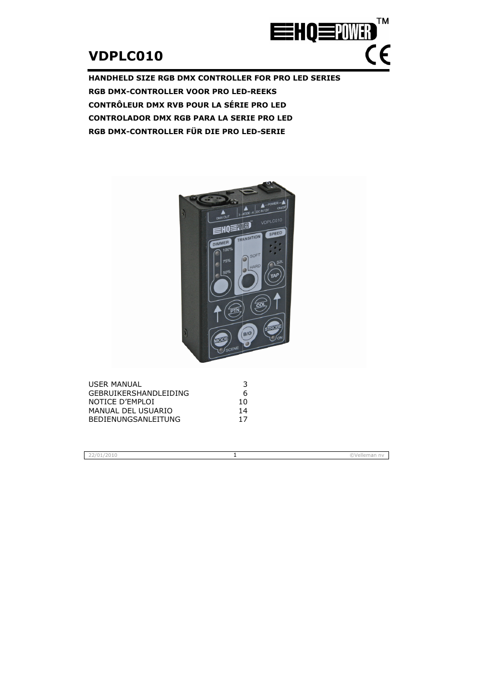 Velleman VDPLC010 User Manual | 23 pages