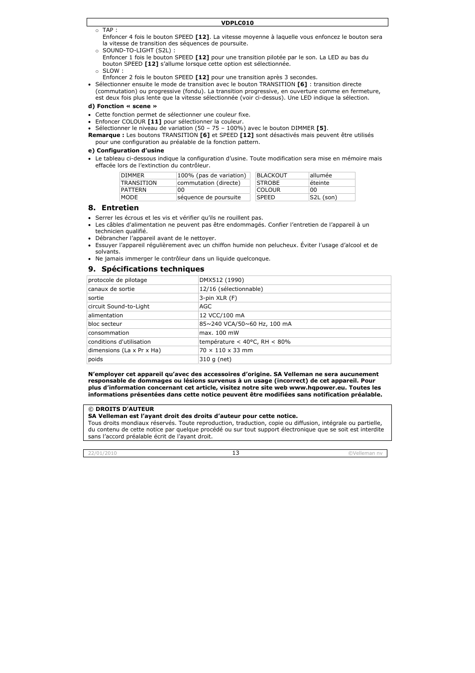 Velleman VDPLC010 User Manual | Page 13 / 23