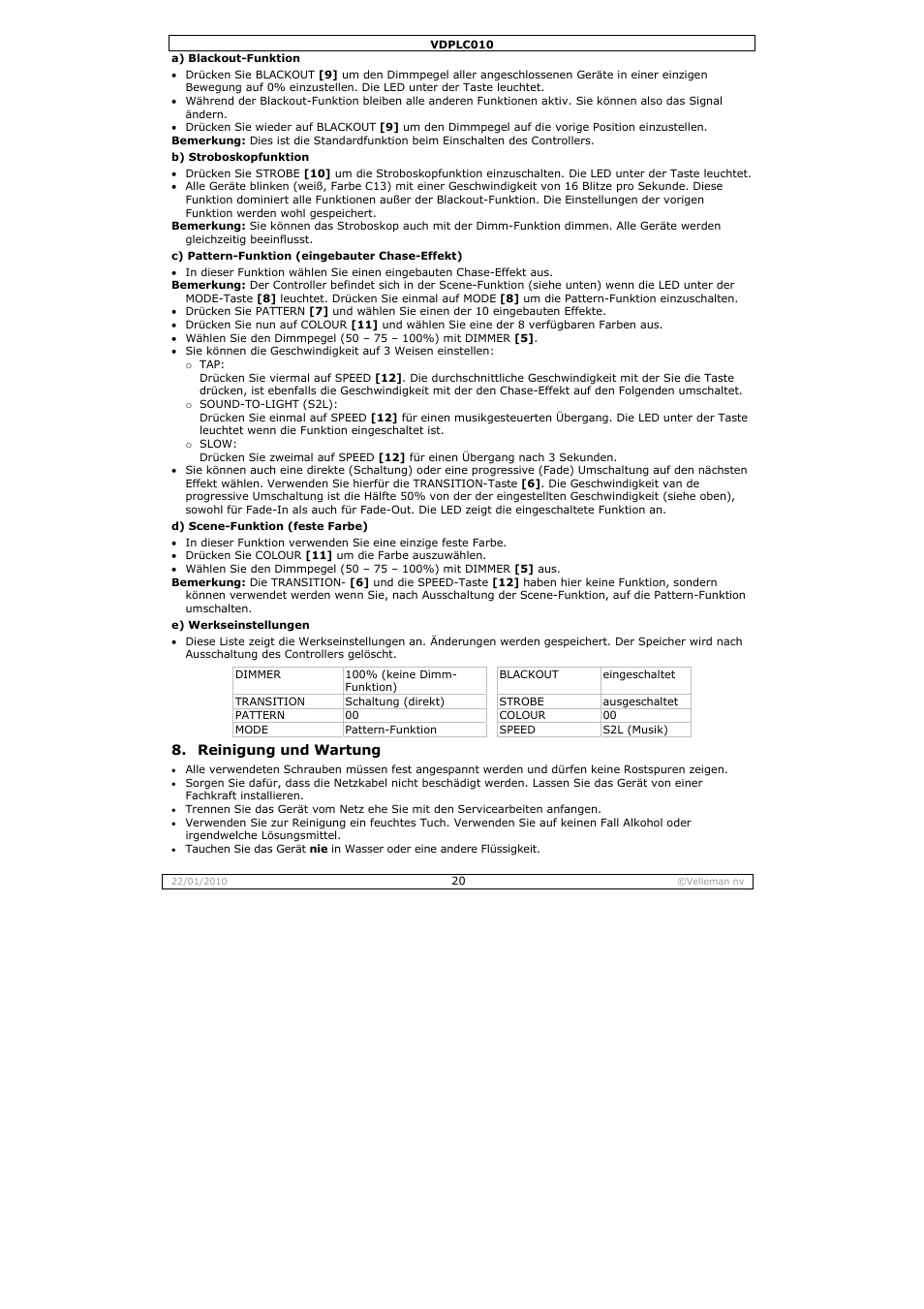 Velleman VDPLC010 User Manual | Page 20 / 23