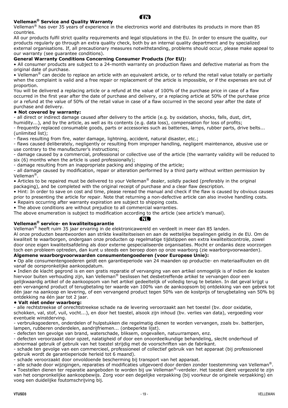Velleman VTUSD3 User Manual | Page 19 / 22
