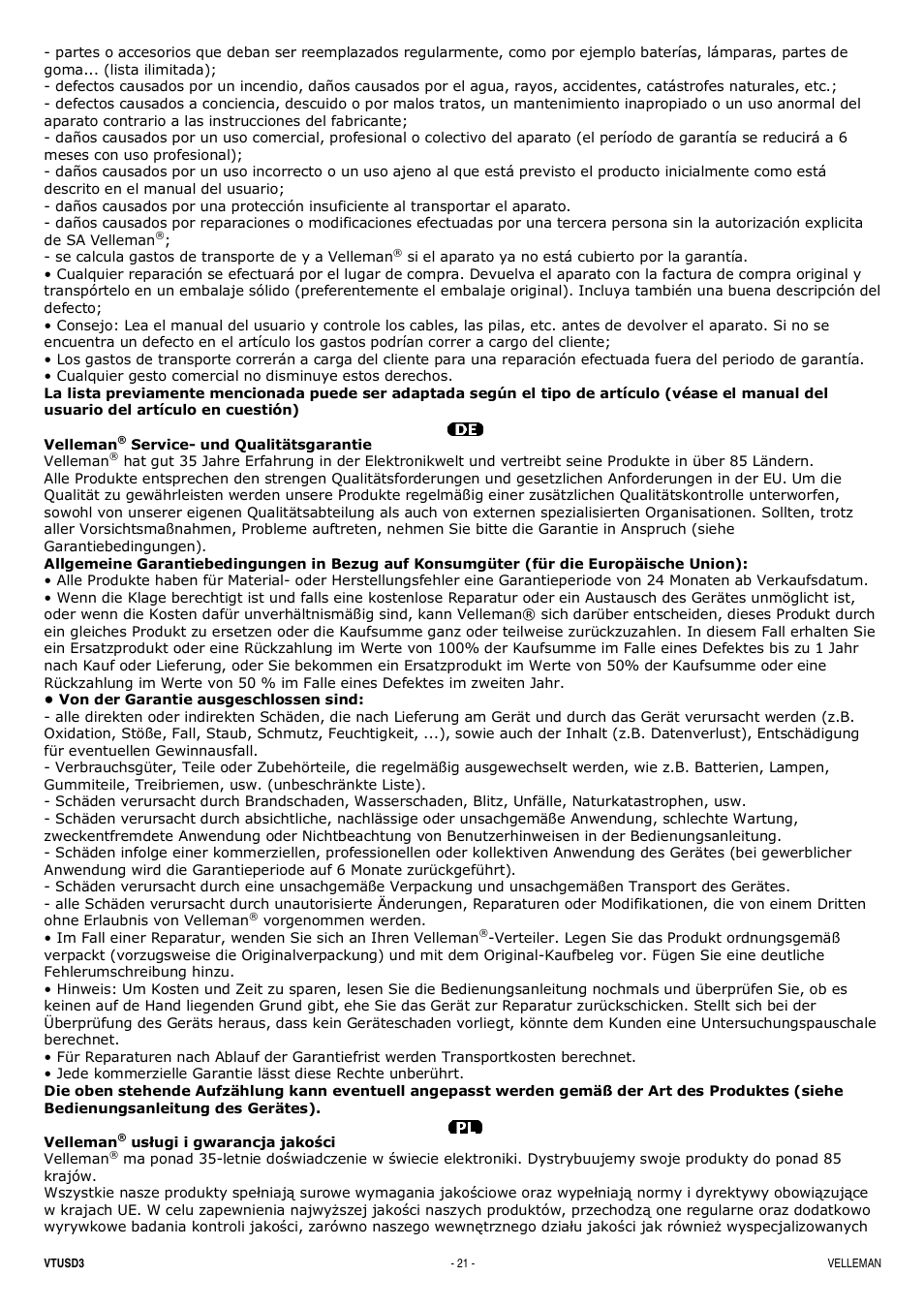 Velleman VTUSD3 User Manual | Page 21 / 22