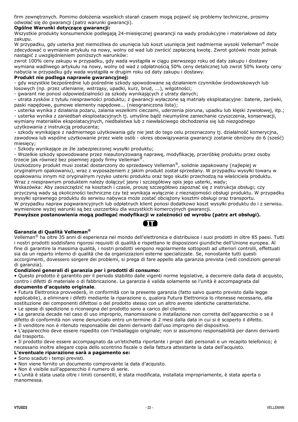 Velleman VTUSD3 User Manual | Page 22 / 22