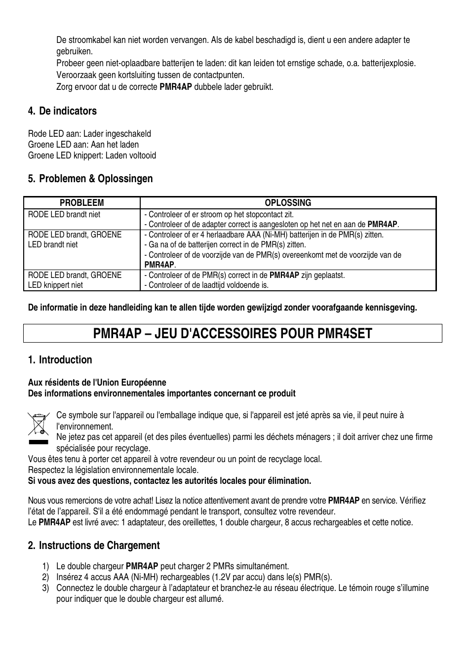 Pmr4ap – jeu d'accessoires pour pmr4set | Velleman PMR4AP User Manual | Page 3 / 7