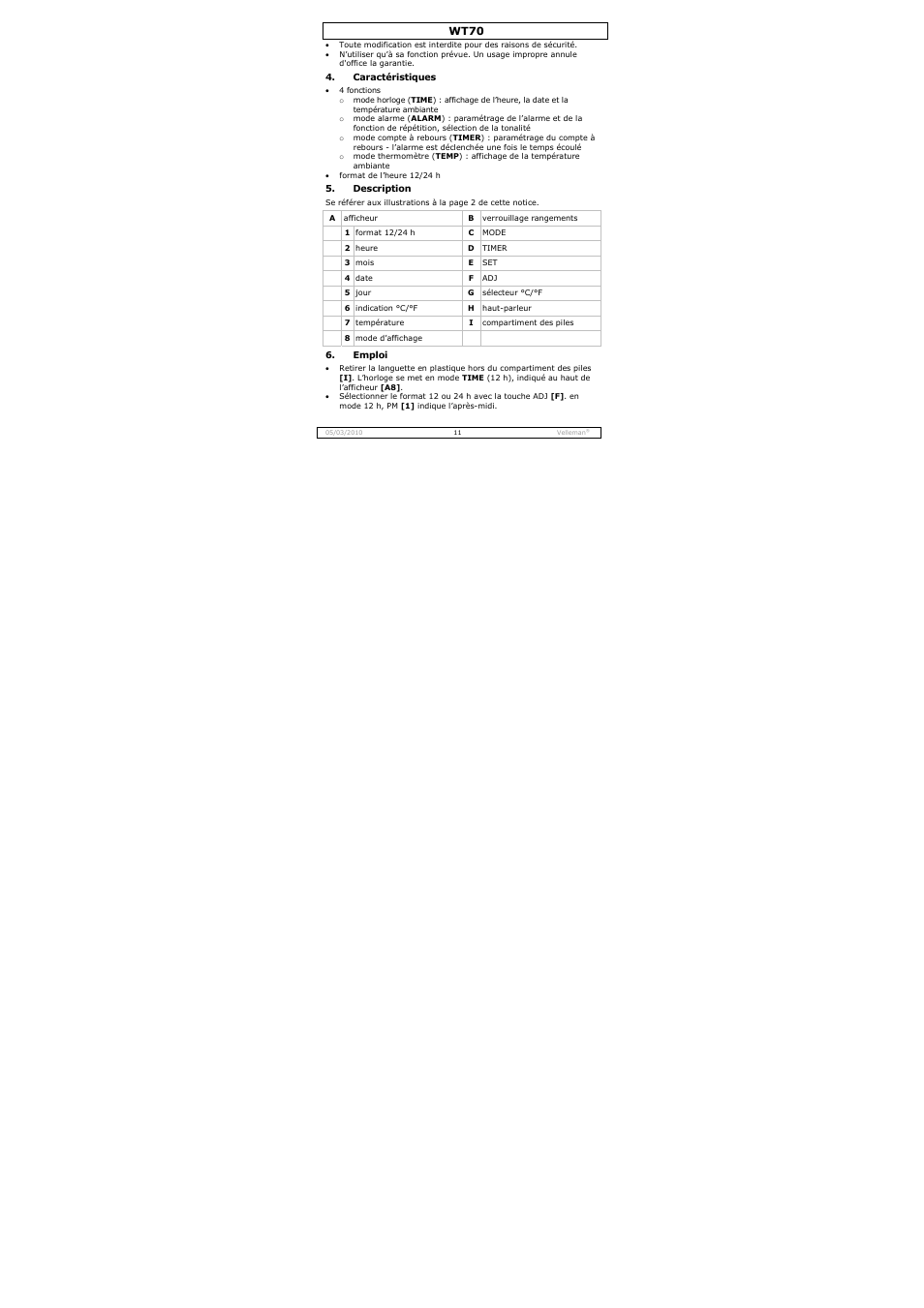 Wt70 | Velleman WT70 User Manual | Page 11 / 33