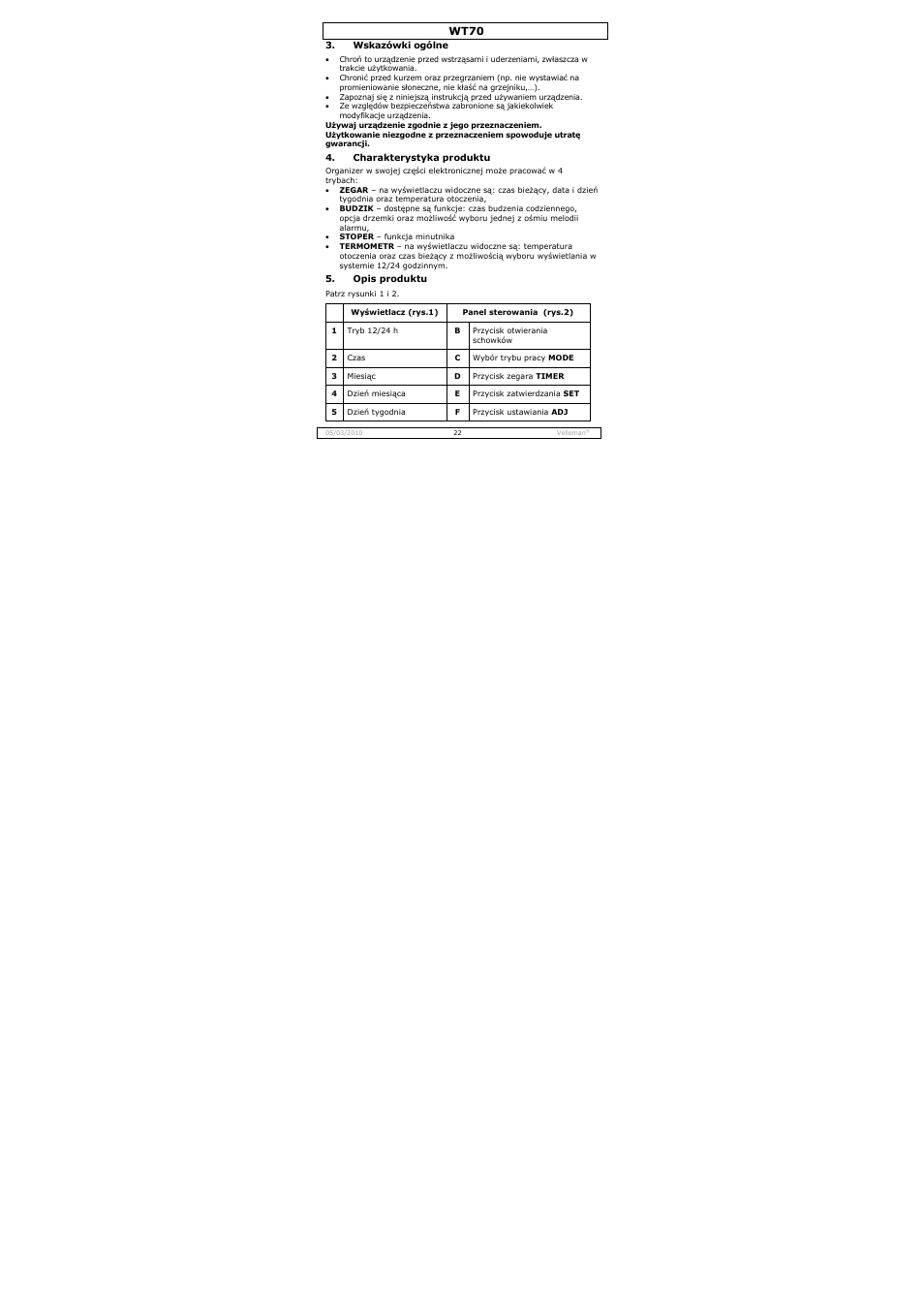 Wt70 | Velleman WT70 User Manual | Page 22 / 33