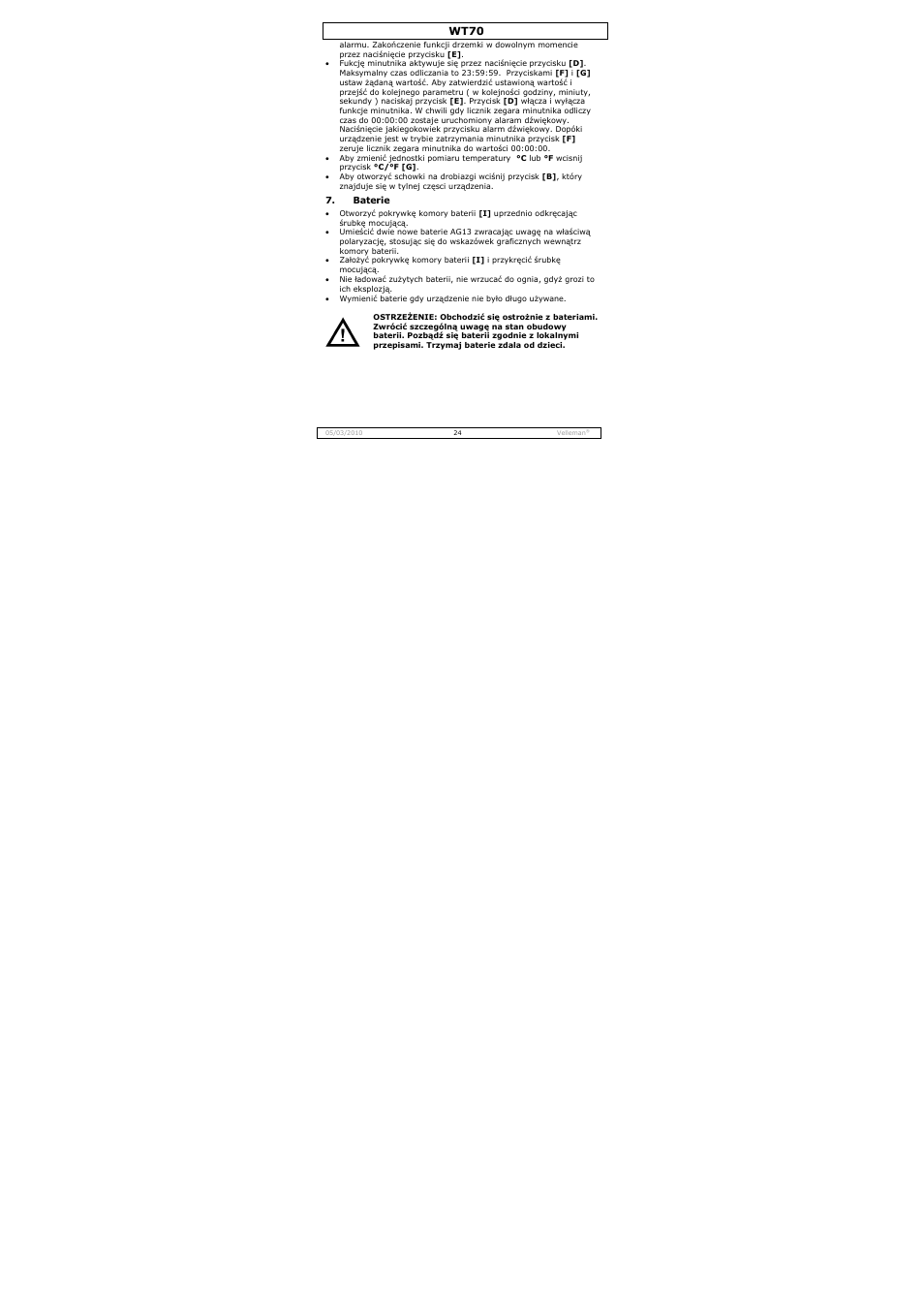 Wt70 | Velleman WT70 User Manual | Page 24 / 33