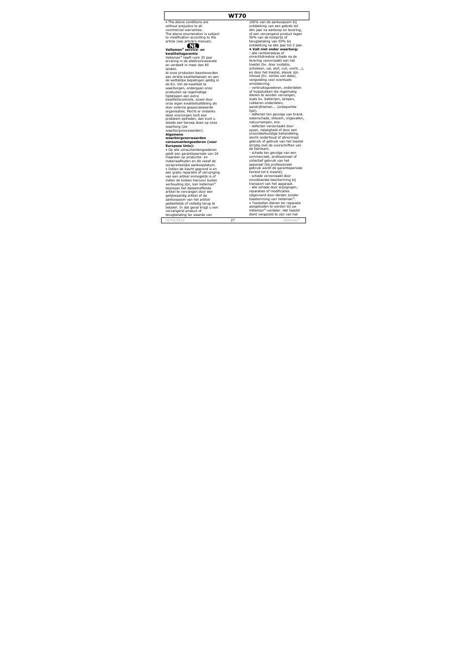 Wt70 | Velleman WT70 User Manual | Page 27 / 33
