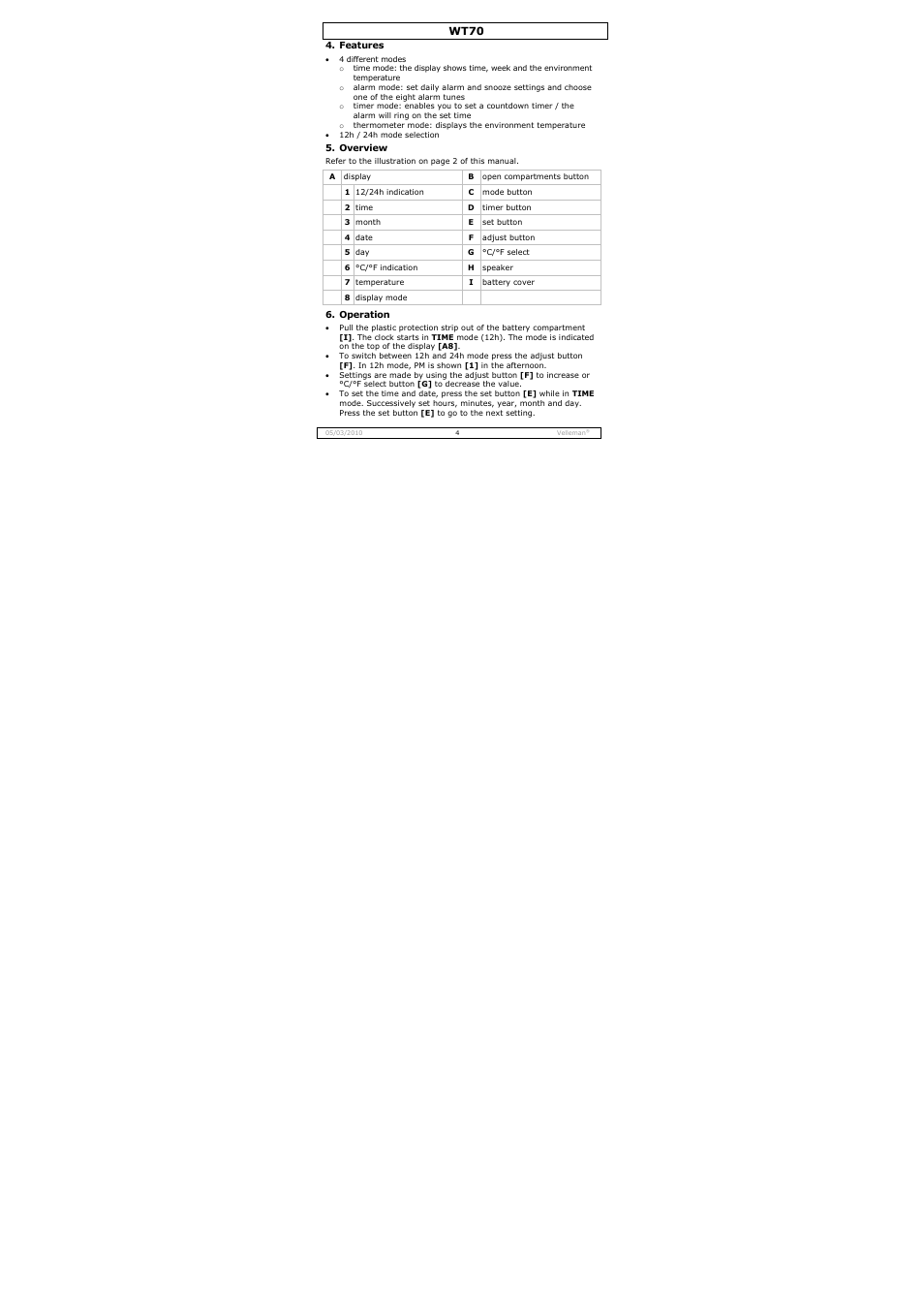 Wt70 | Velleman WT70 User Manual | Page 4 / 33