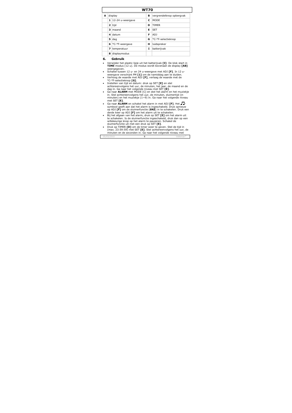 Wt70 | Velleman WT70 User Manual | Page 8 / 33