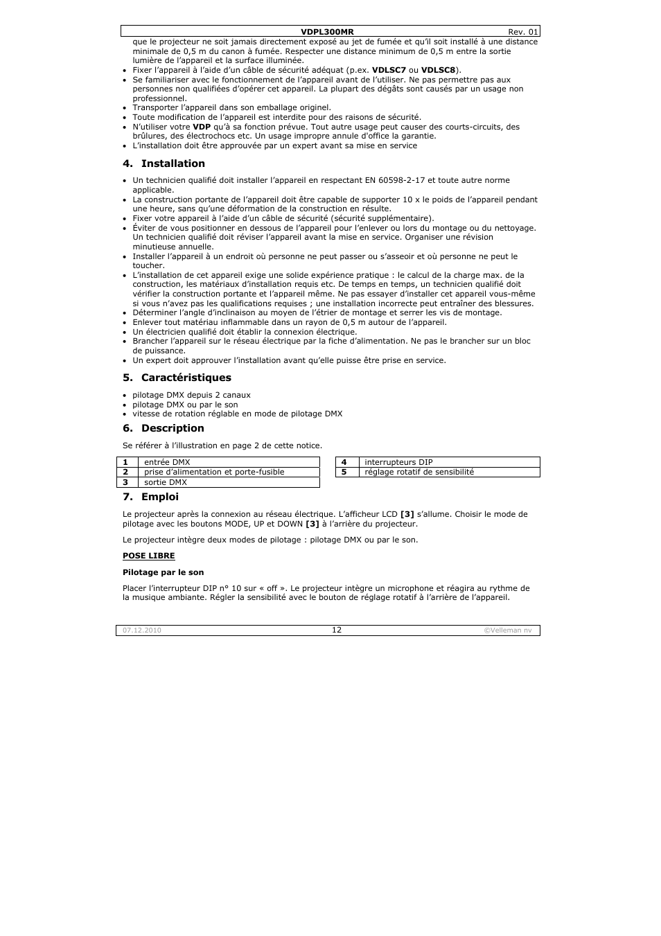 Velleman VDPL300MR User Manual | Page 12 / 23