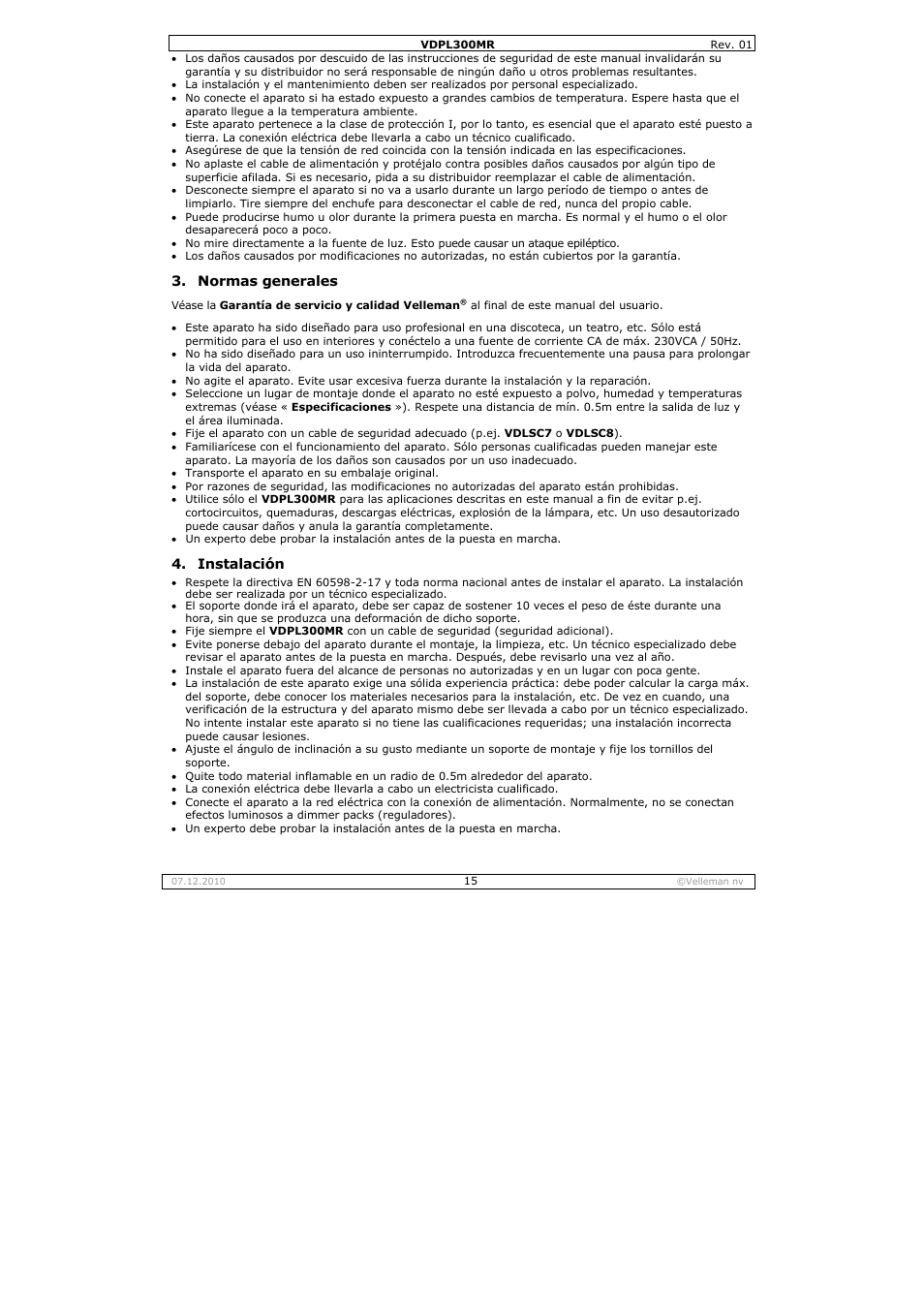 Velleman VDPL300MR User Manual | Page 15 / 23