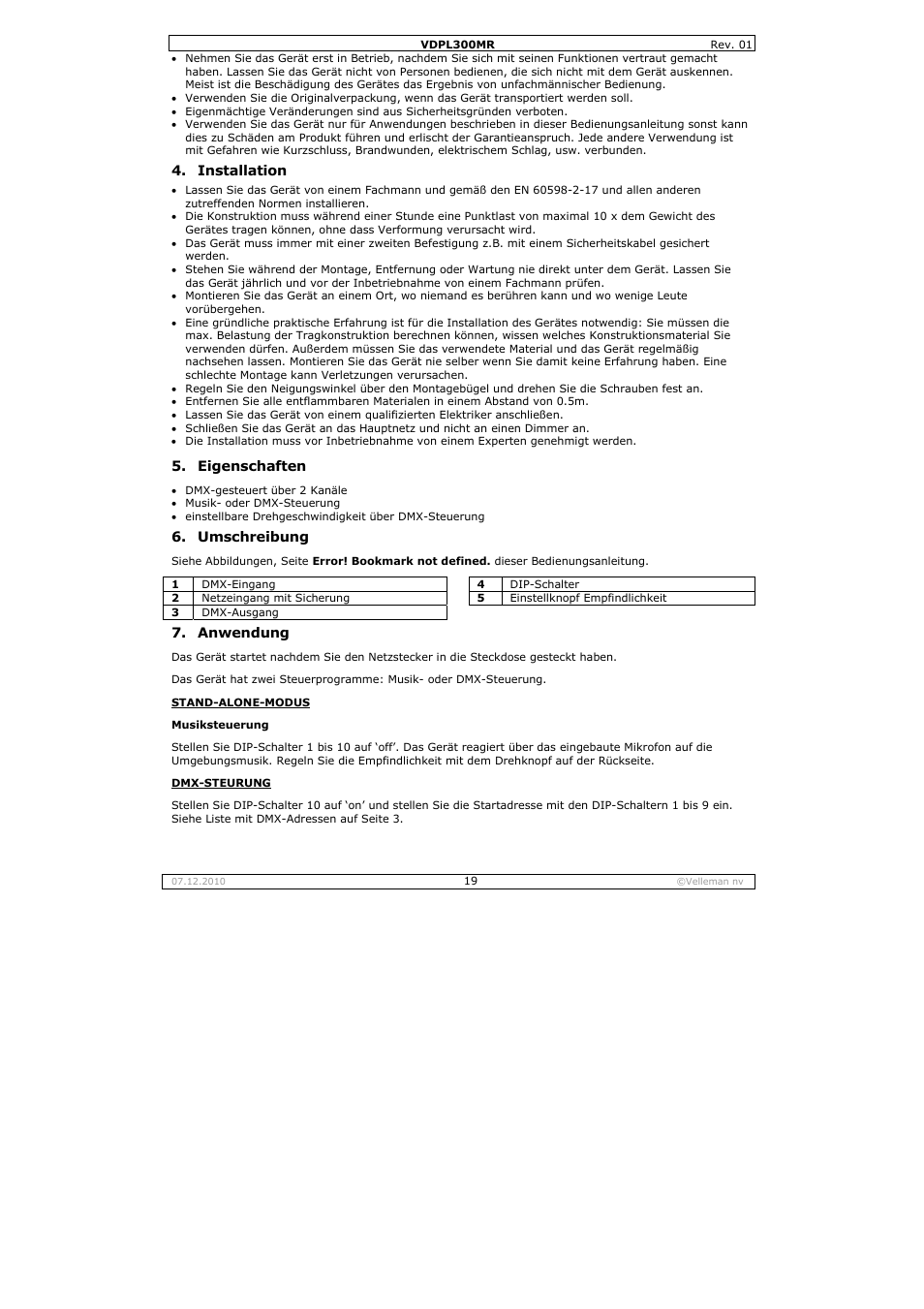 Velleman VDPL300MR User Manual | Page 19 / 23