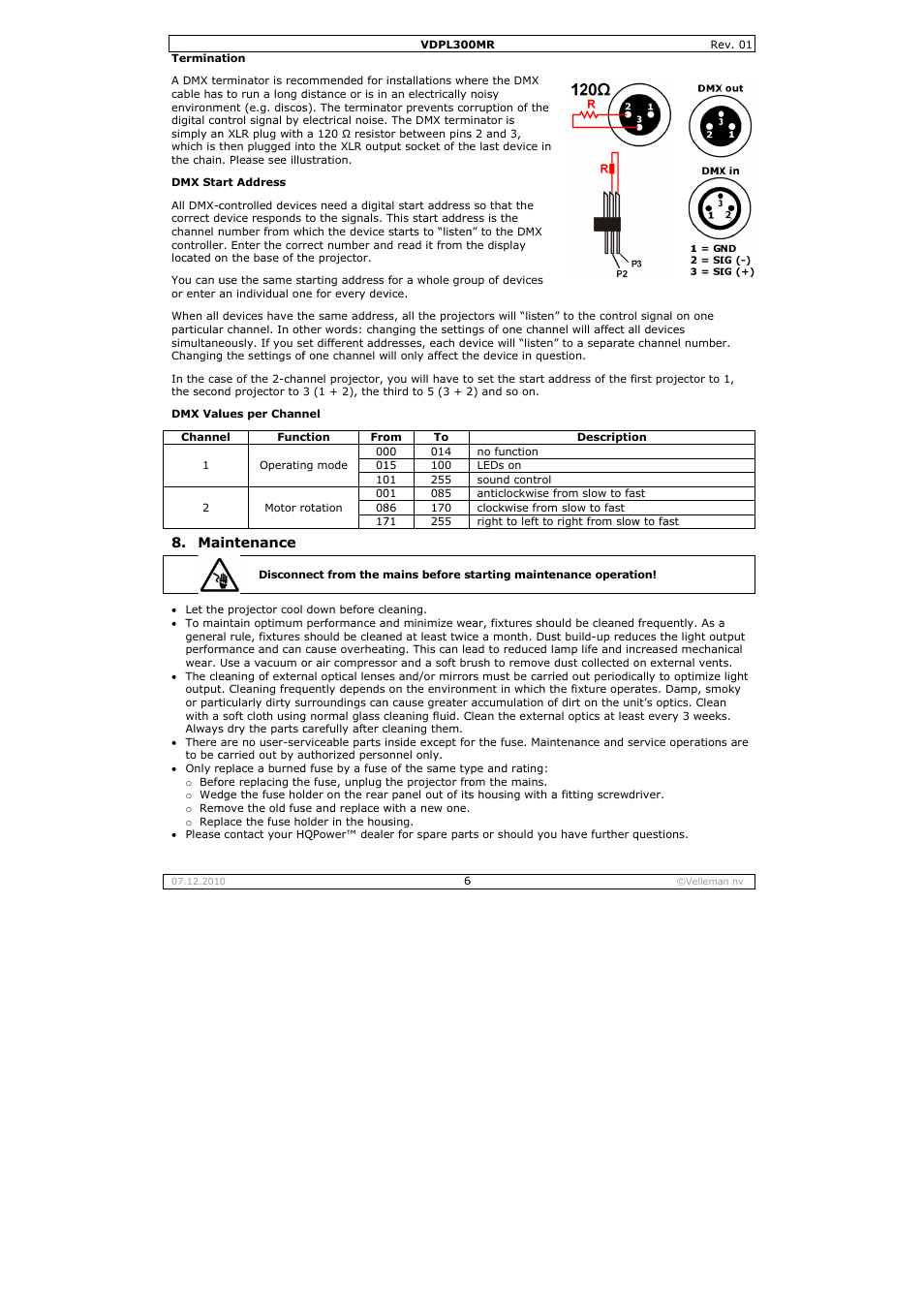 Velleman VDPL300MR User Manual | Page 6 / 23