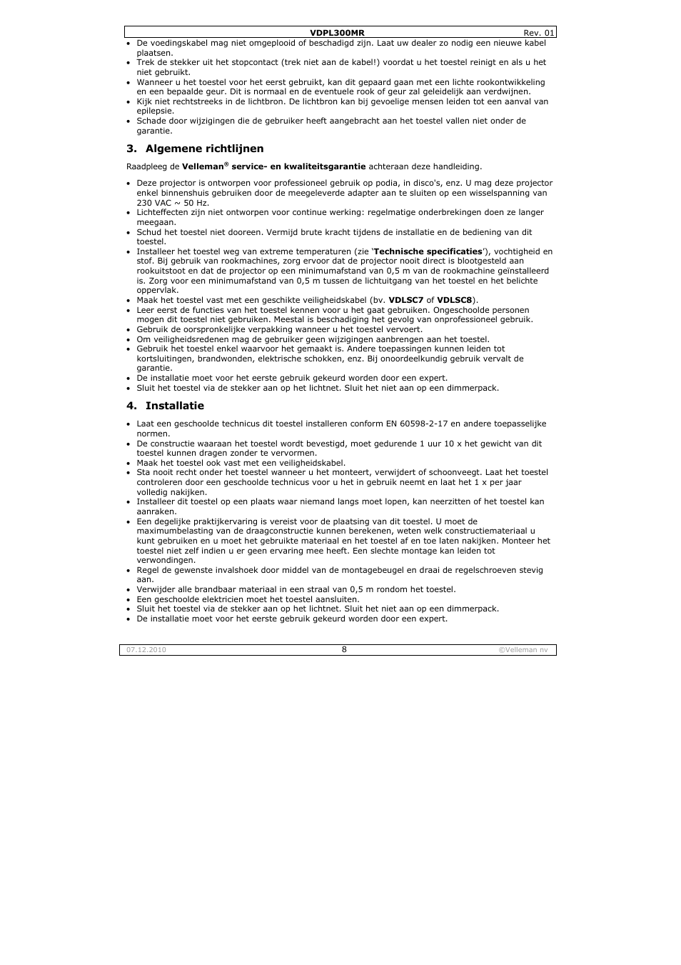 Velleman VDPL300MR User Manual | Page 8 / 23