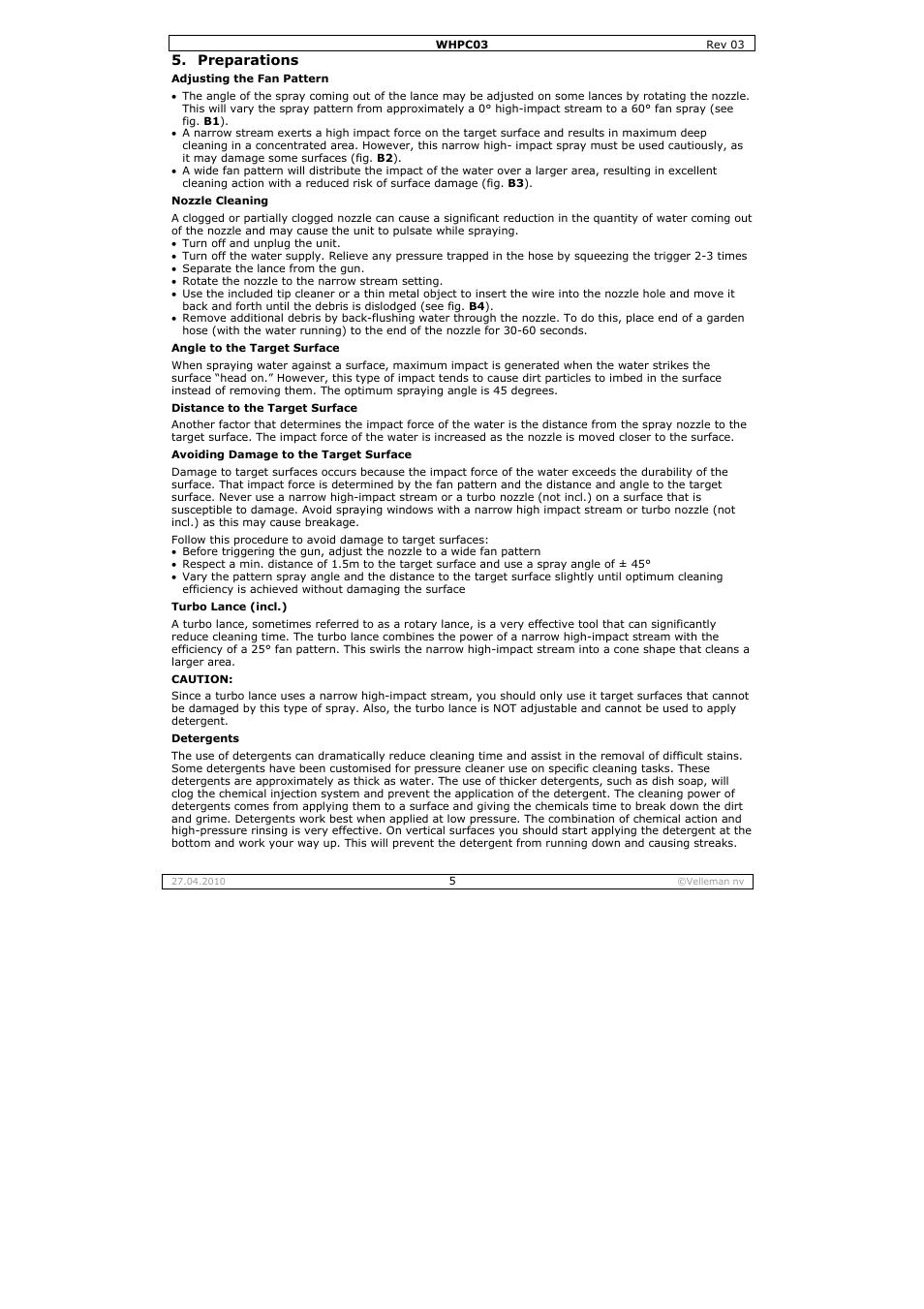 Velleman WHPC03 User Manual | Page 5 / 35