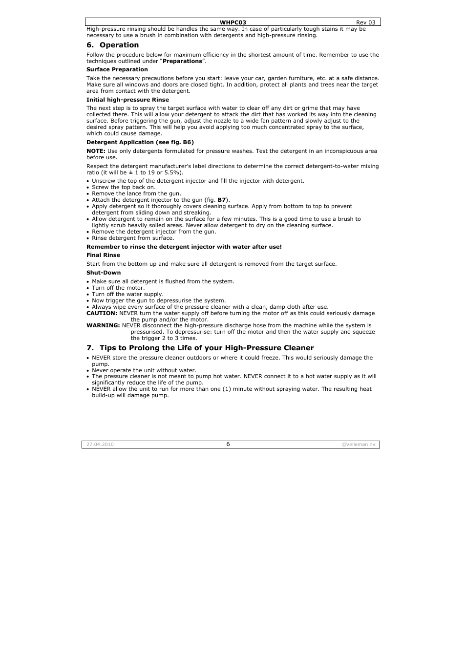 Velleman WHPC03 User Manual | Page 6 / 35