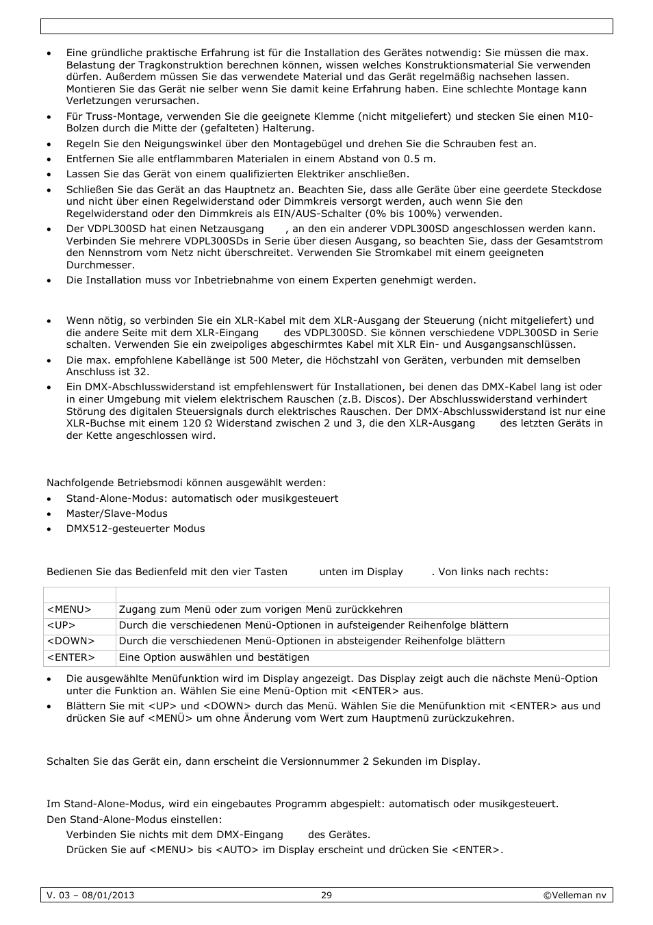 Anwendung | Velleman VDPL300SD User Manual | Page 29 / 34
