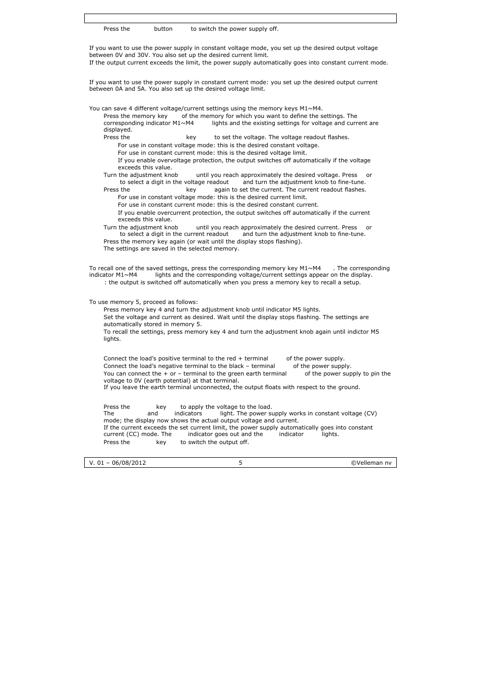 Velleman PS3005D User Manual | Page 5 / 39