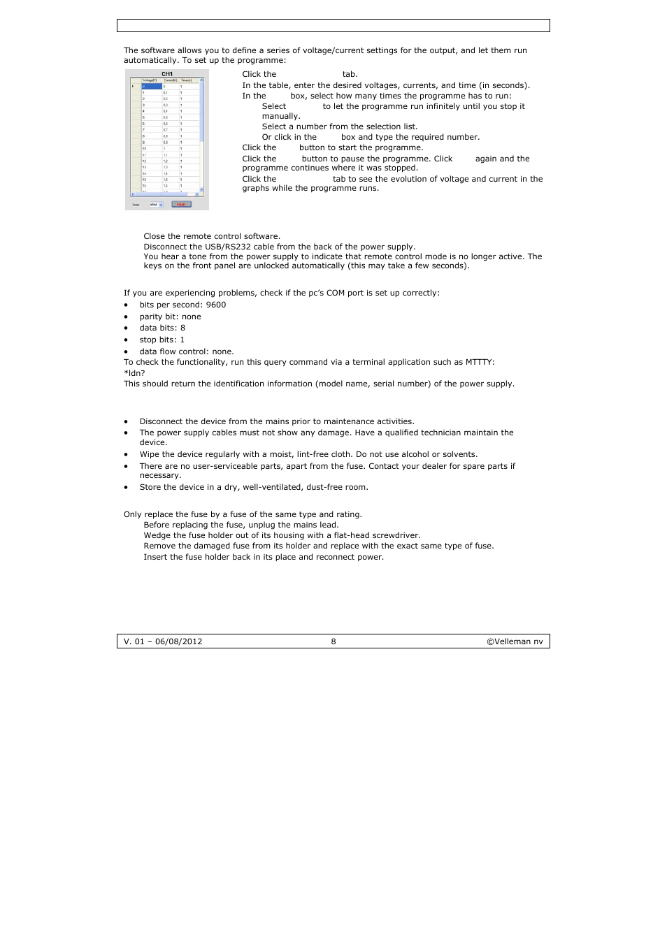 Velleman PS3005D User Manual | Page 8 / 39