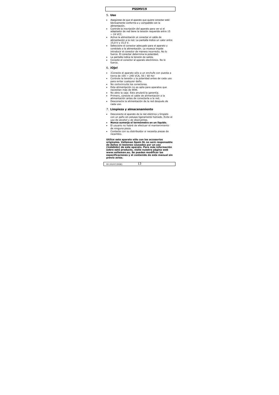 Velleman PSSMV19 User Manual | Page 13 / 16