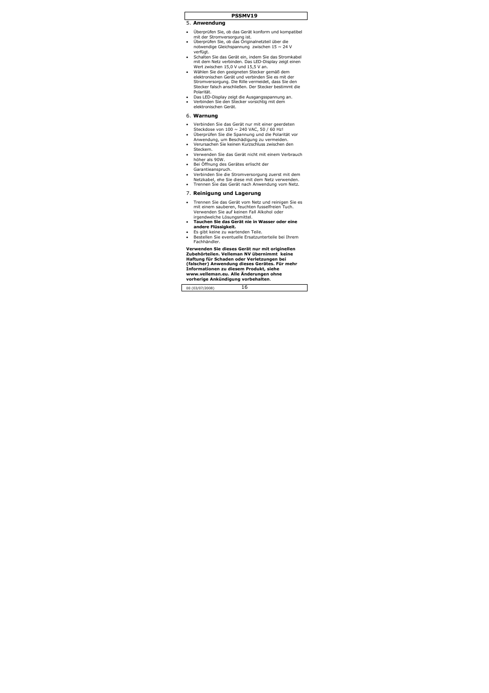 Velleman PSSMV19 User Manual | Page 16 / 16