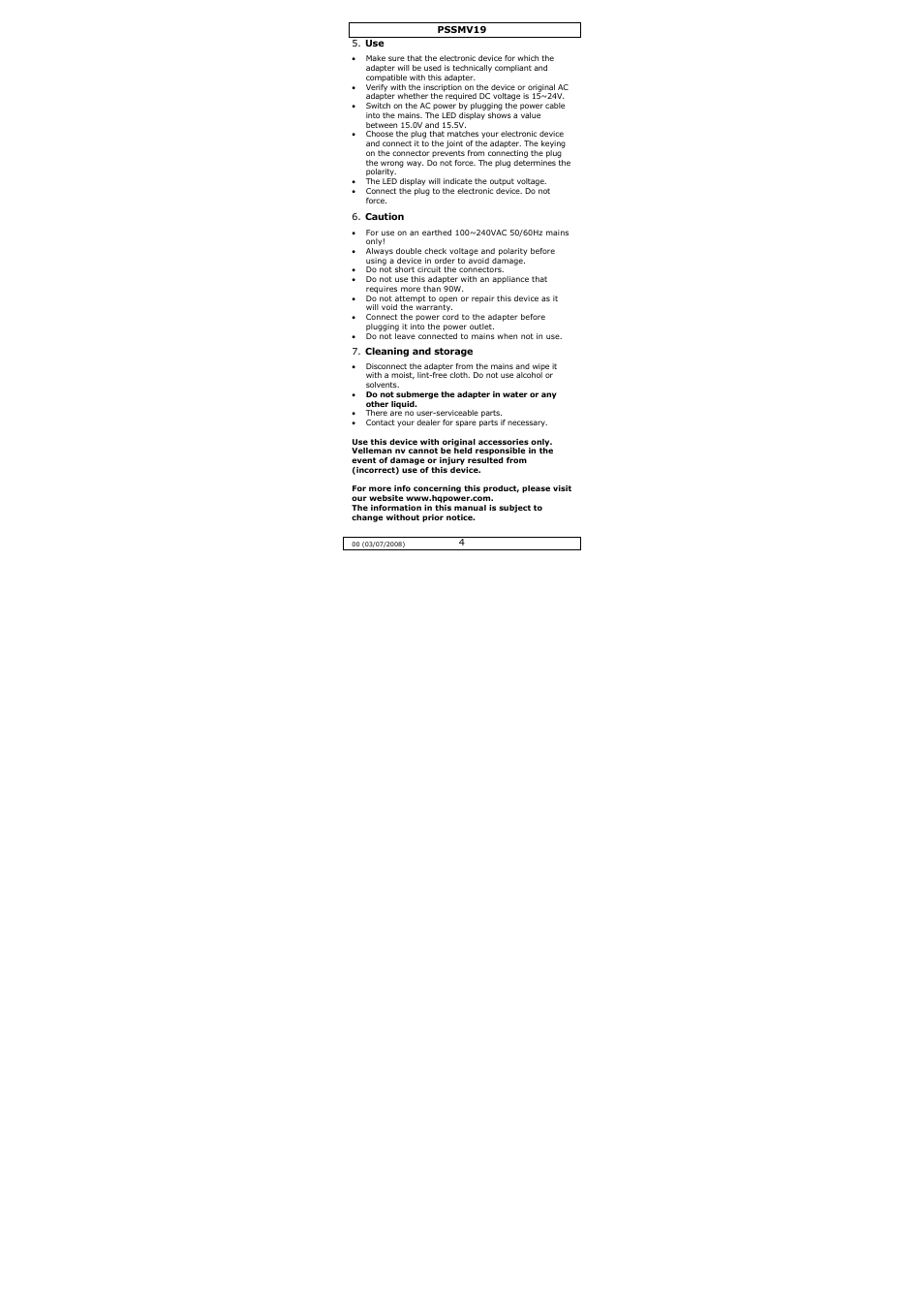 Velleman PSSMV19 User Manual | Page 4 / 16