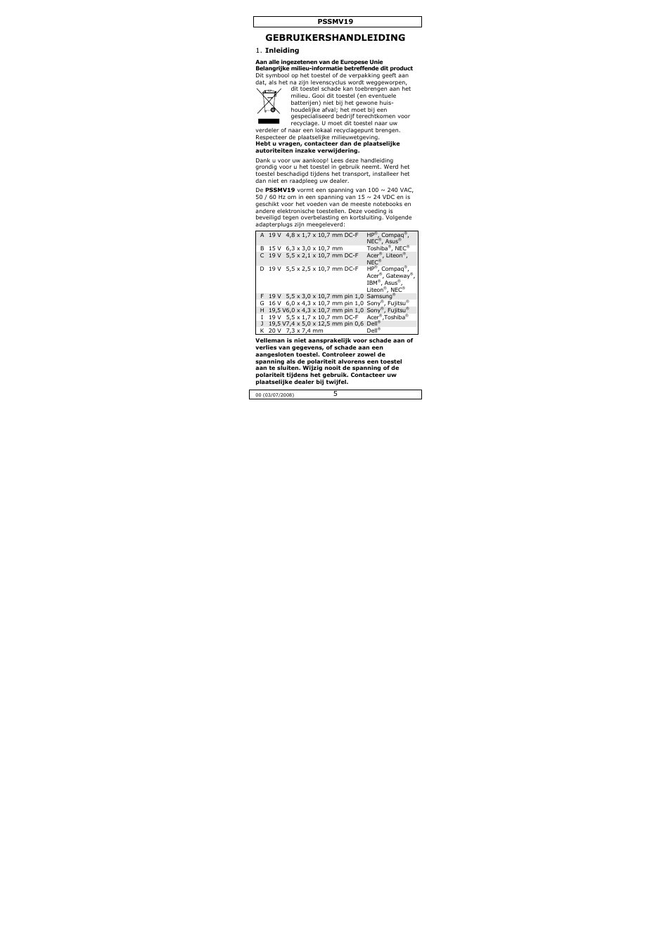 Gebruikershandleiding | Velleman PSSMV19 User Manual | Page 5 / 16