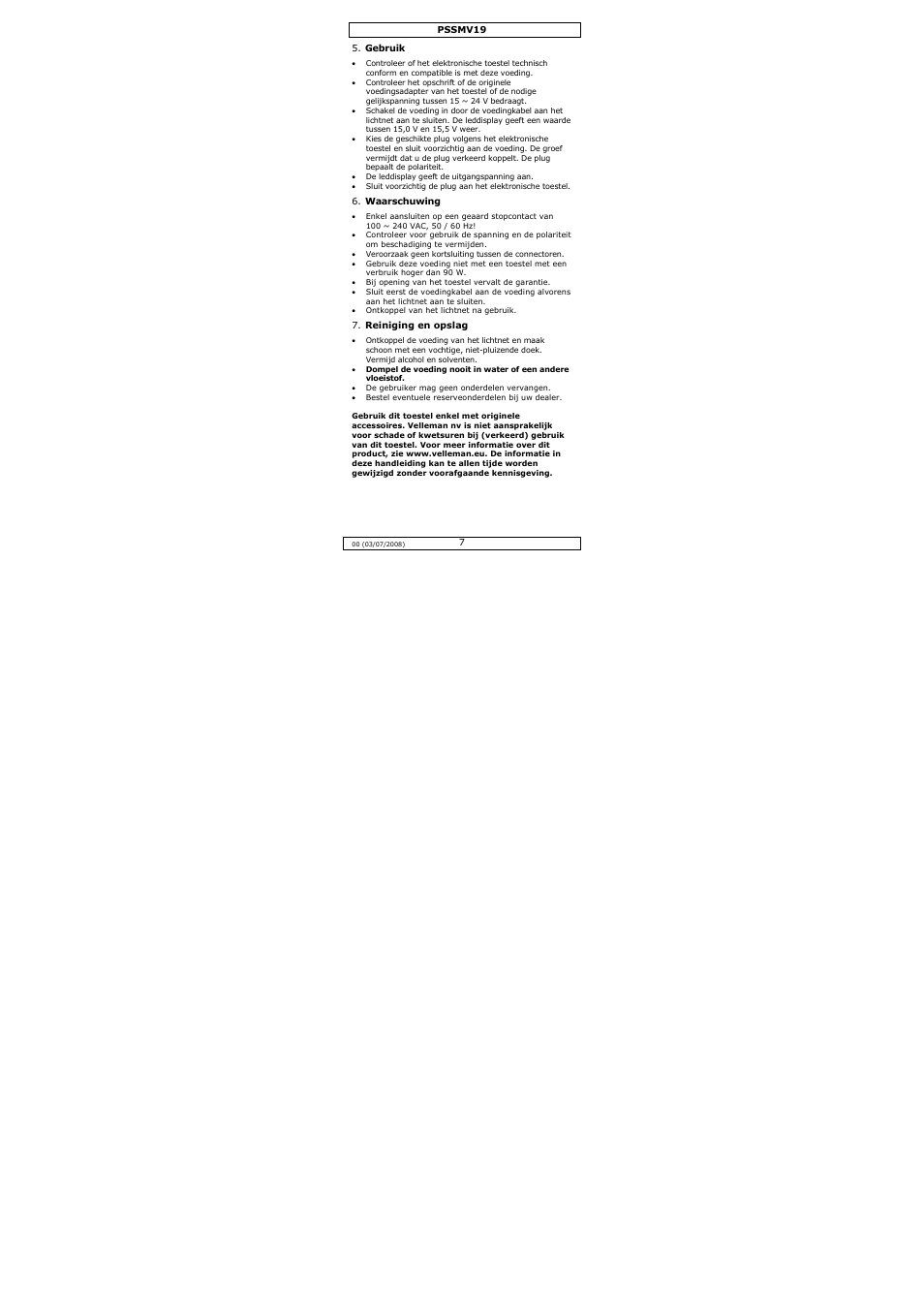 Velleman PSSMV19 User Manual | Page 7 / 16