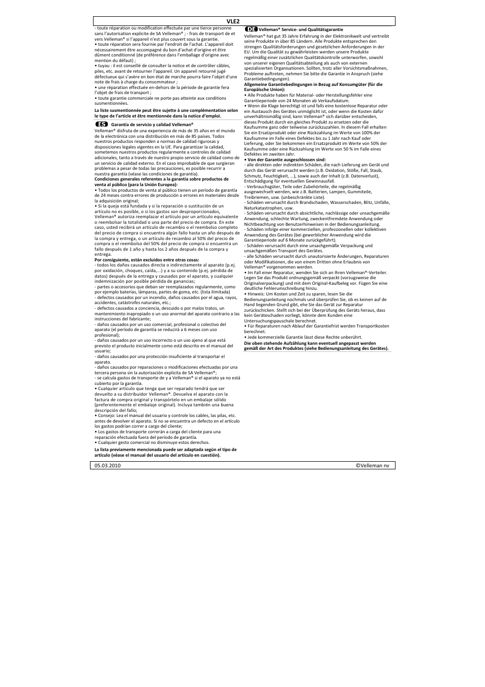 Velleman VLE2 User Manual | Page 6 / 6