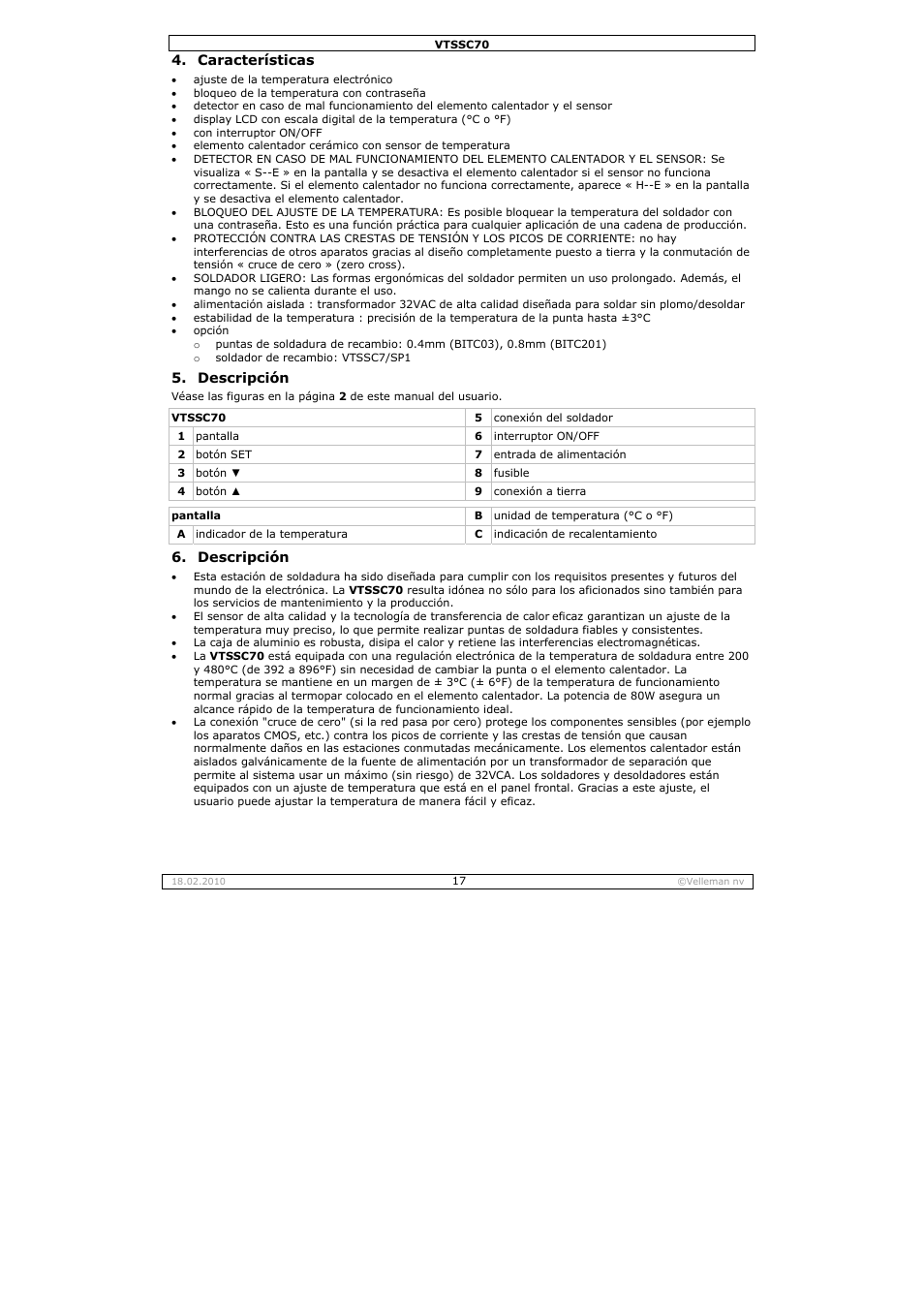 Velleman VTSSC70 User Manual | Page 17 / 26