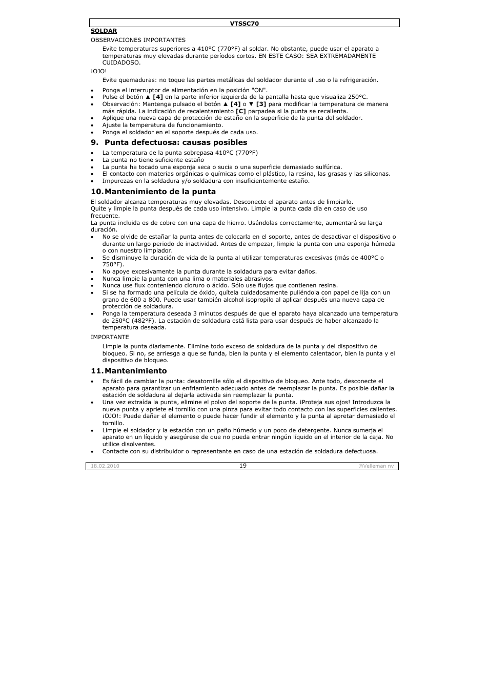 Velleman VTSSC70 User Manual | Page 19 / 26