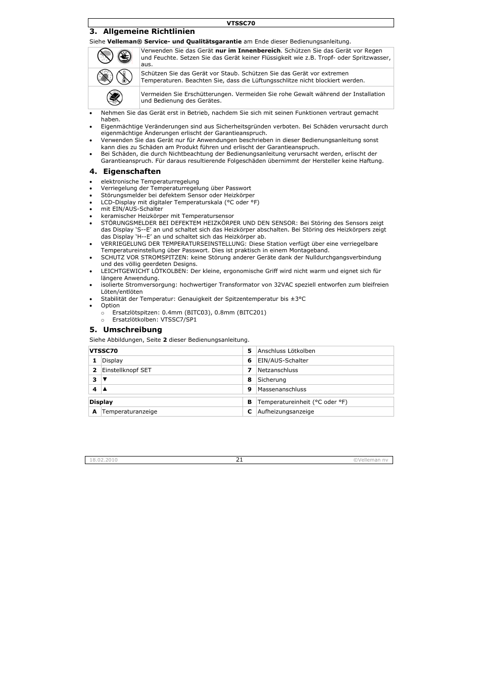 Velleman VTSSC70 User Manual | Page 21 / 26