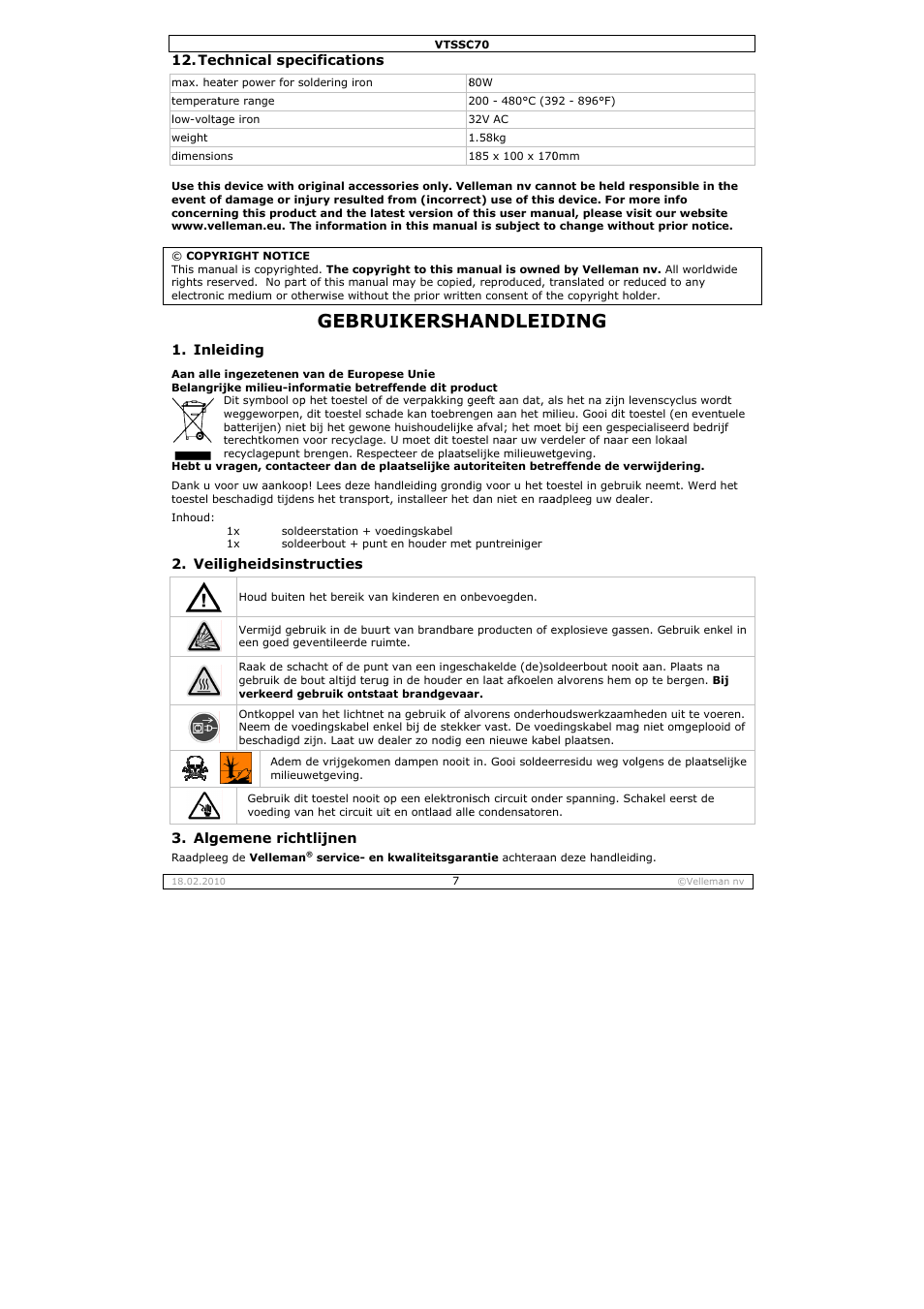 Gebru, Uikersha, Andleid | Ding | Velleman VTSSC70 User Manual | Page 7 / 26