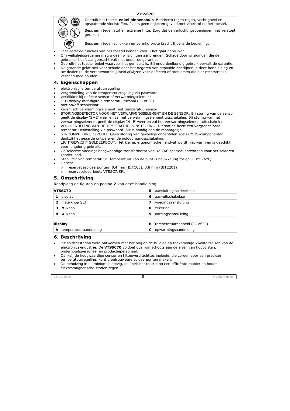 Velleman VTSSC70 User Manual | Page 8 / 26