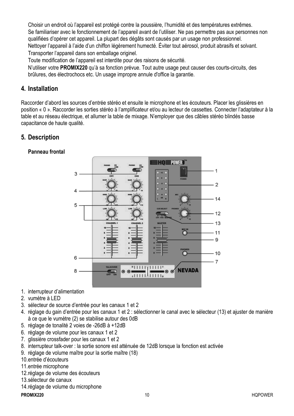 Velleman PROMIX220 User Manual | Page 10 / 12