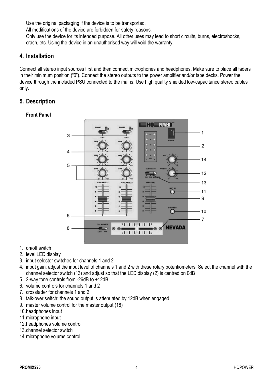 Velleman PROMIX220 User Manual | Page 4 / 12