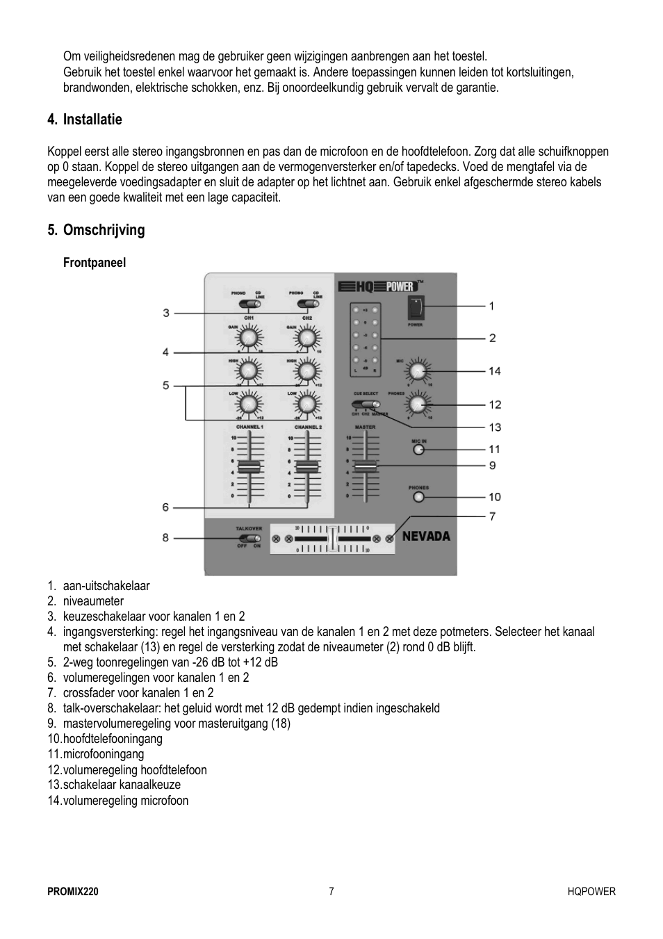Velleman PROMIX220 User Manual | Page 7 / 12