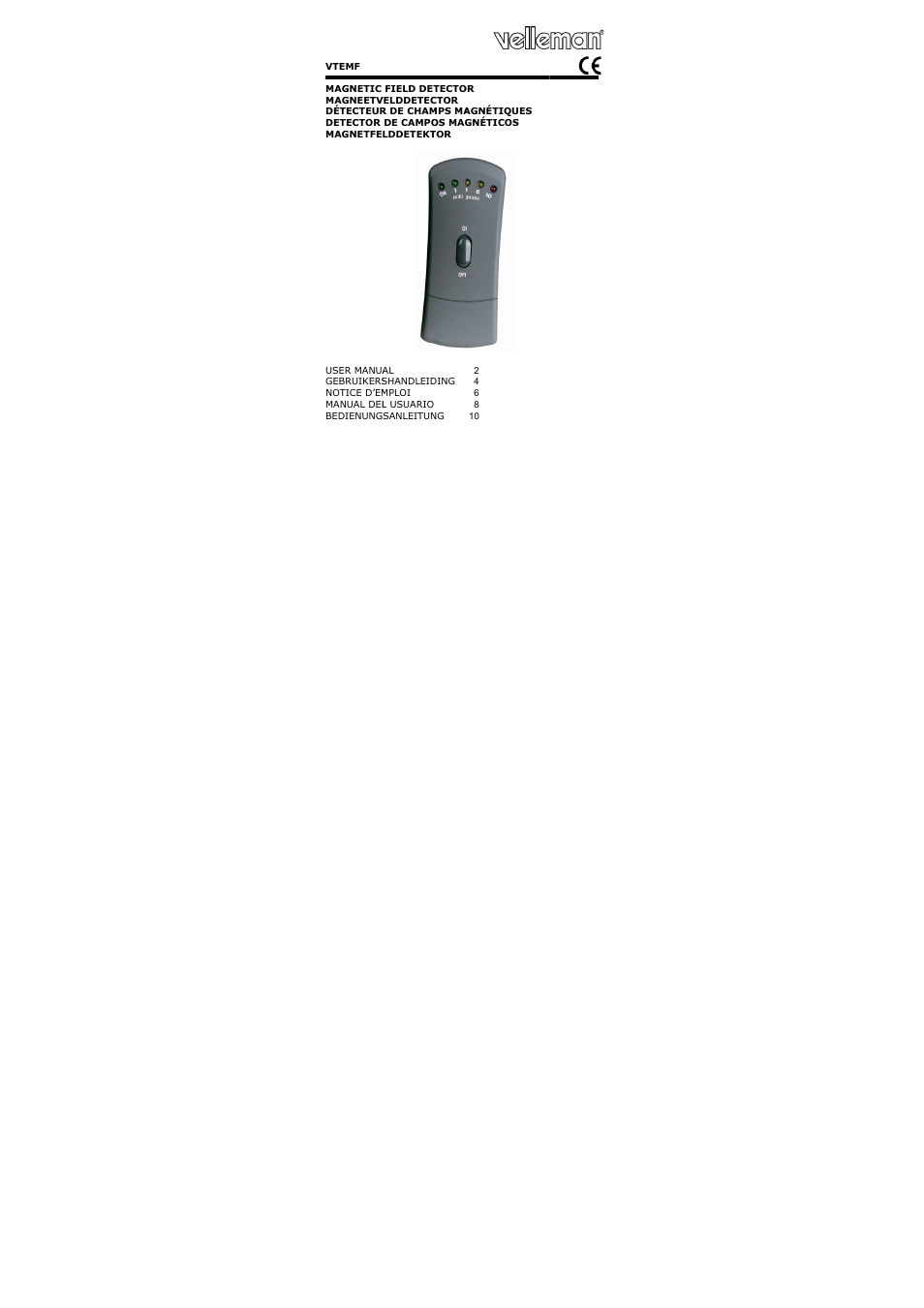 Velleman VTEMF User Manual | 16 pages