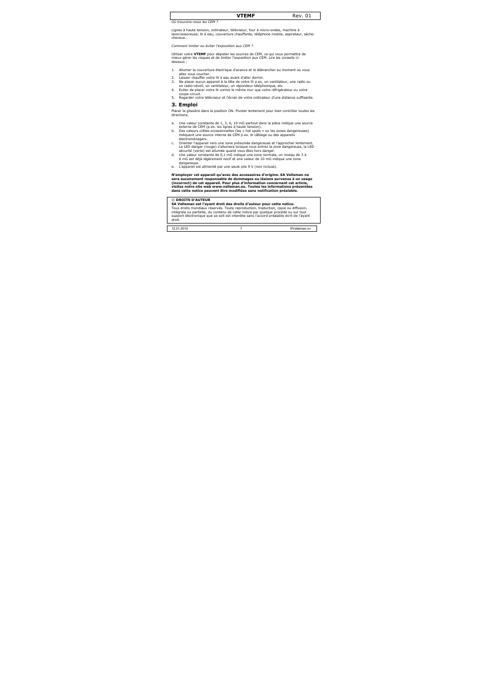 Velleman VTEMF User Manual | Page 7 / 16