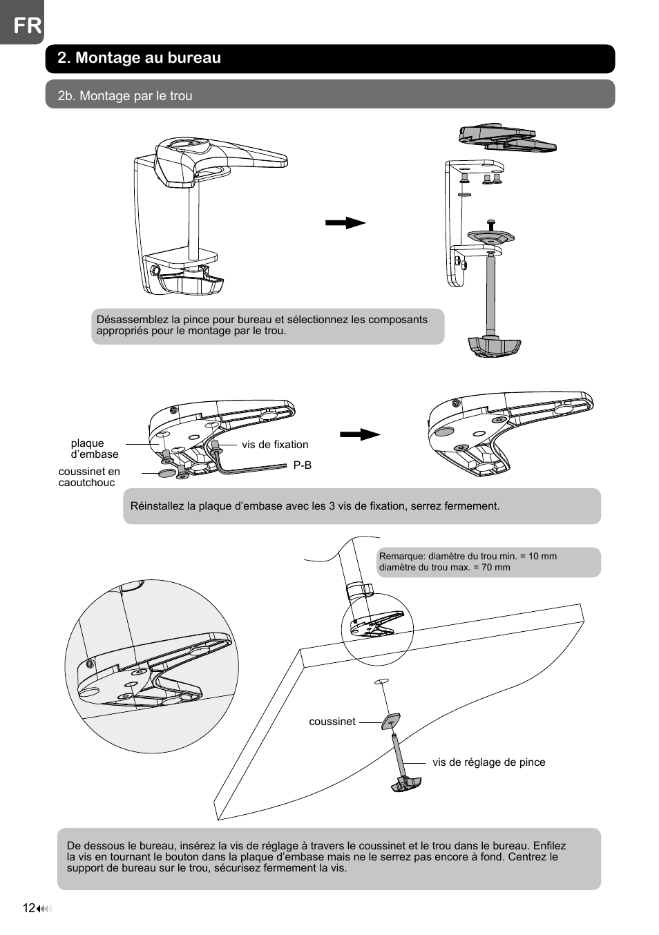 Montage au bureau | Velleman WB039 User Manual | Page 12 / 48