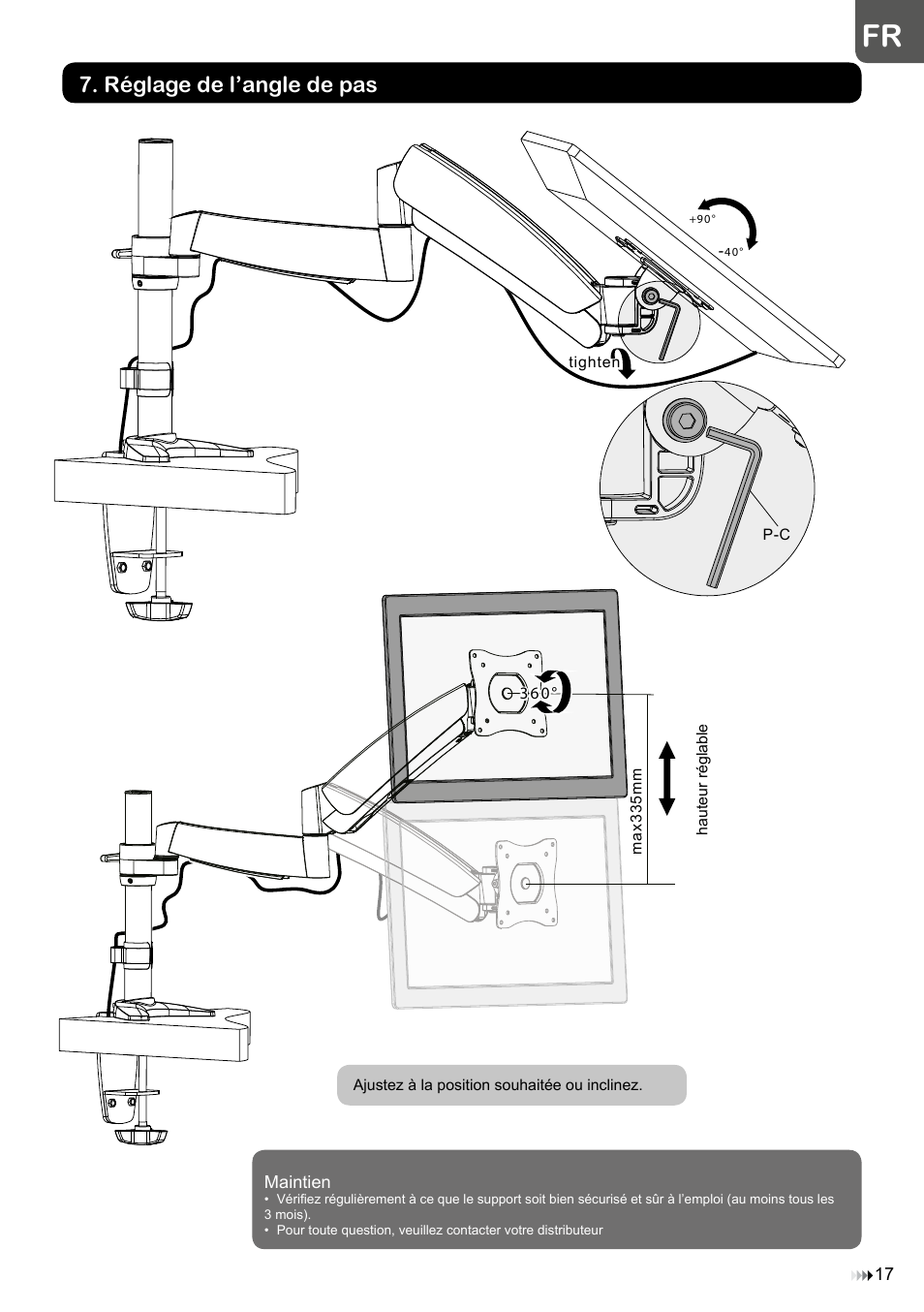 Réglage de l’angle de pas | Velleman WB039 User Manual | Page 17 / 48