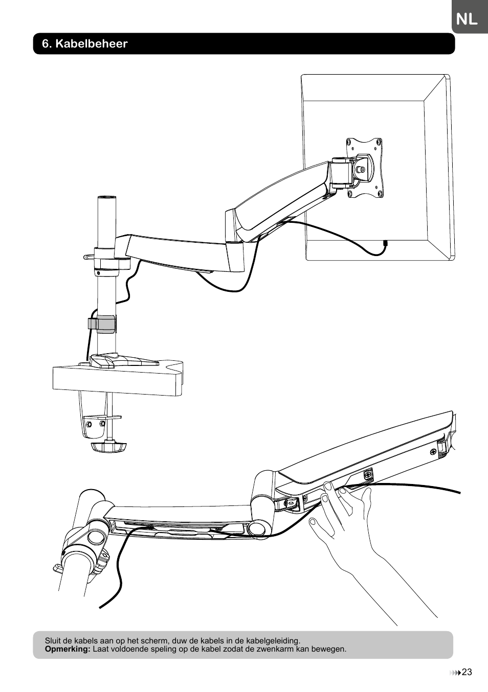 Kabelbeheer | Velleman WB039 User Manual | Page 23 / 48