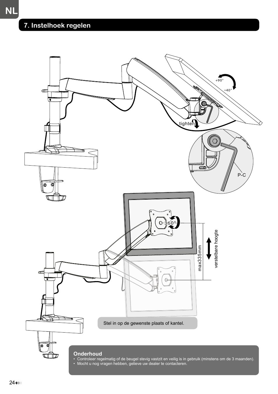 Instelhoek regelen | Velleman WB039 User Manual | Page 24 / 48