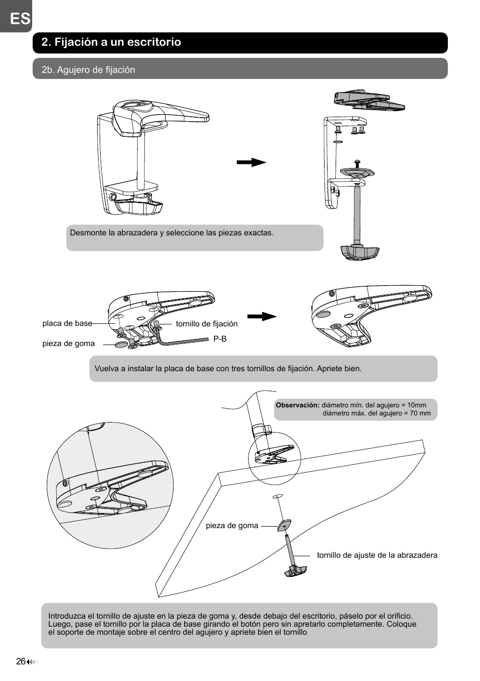 Fijación a un escritorio | Velleman WB039 User Manual | Page 26 / 48