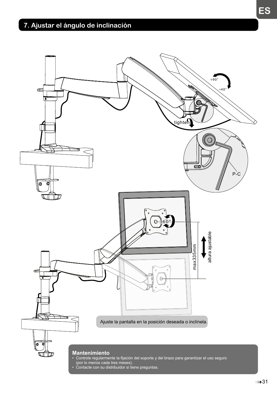 Ajustar el ángulo de inclinación | Velleman WB039 User Manual | Page 31 / 48