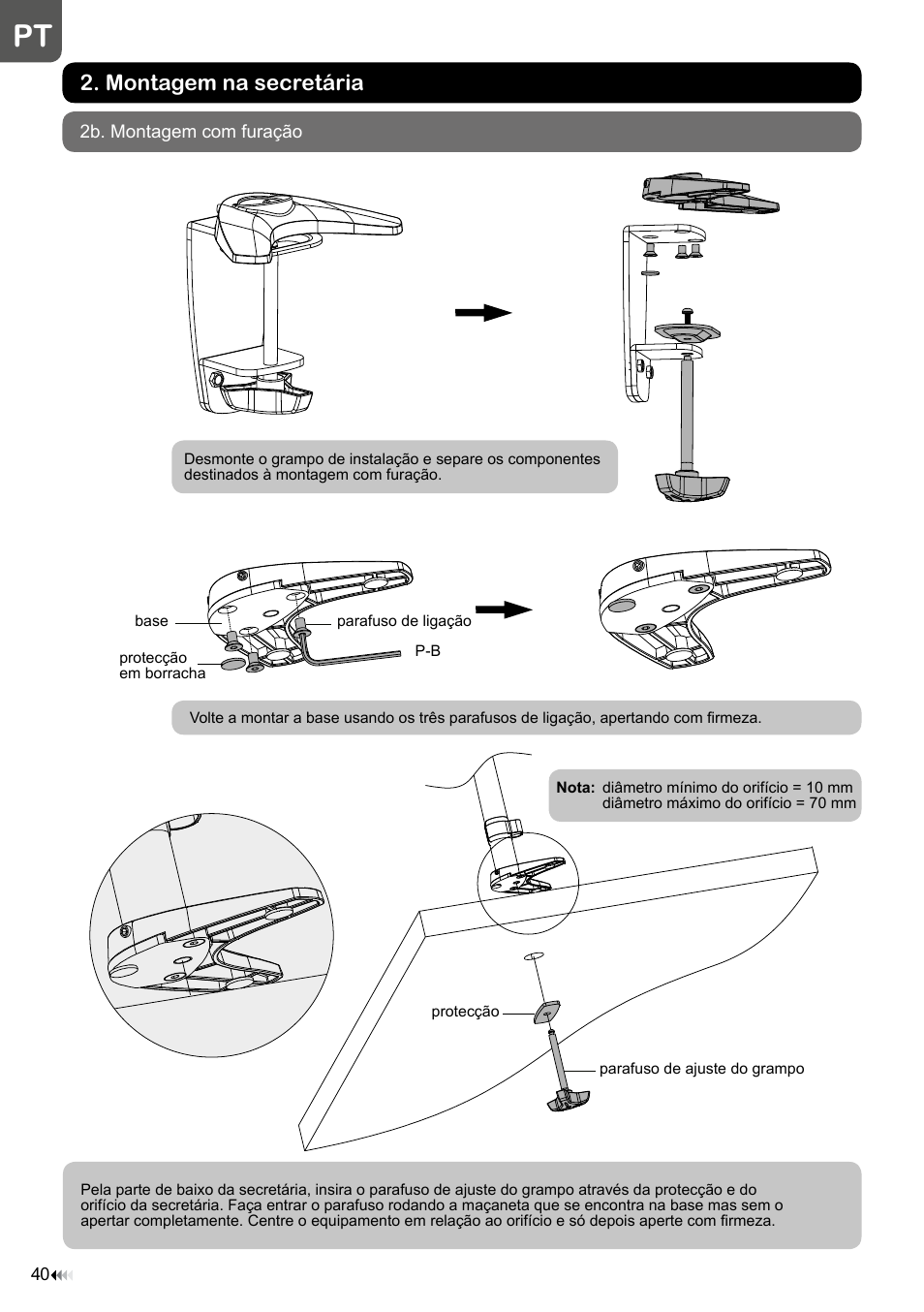 Montagem na secretária | Velleman WB039 User Manual | Page 40 / 48