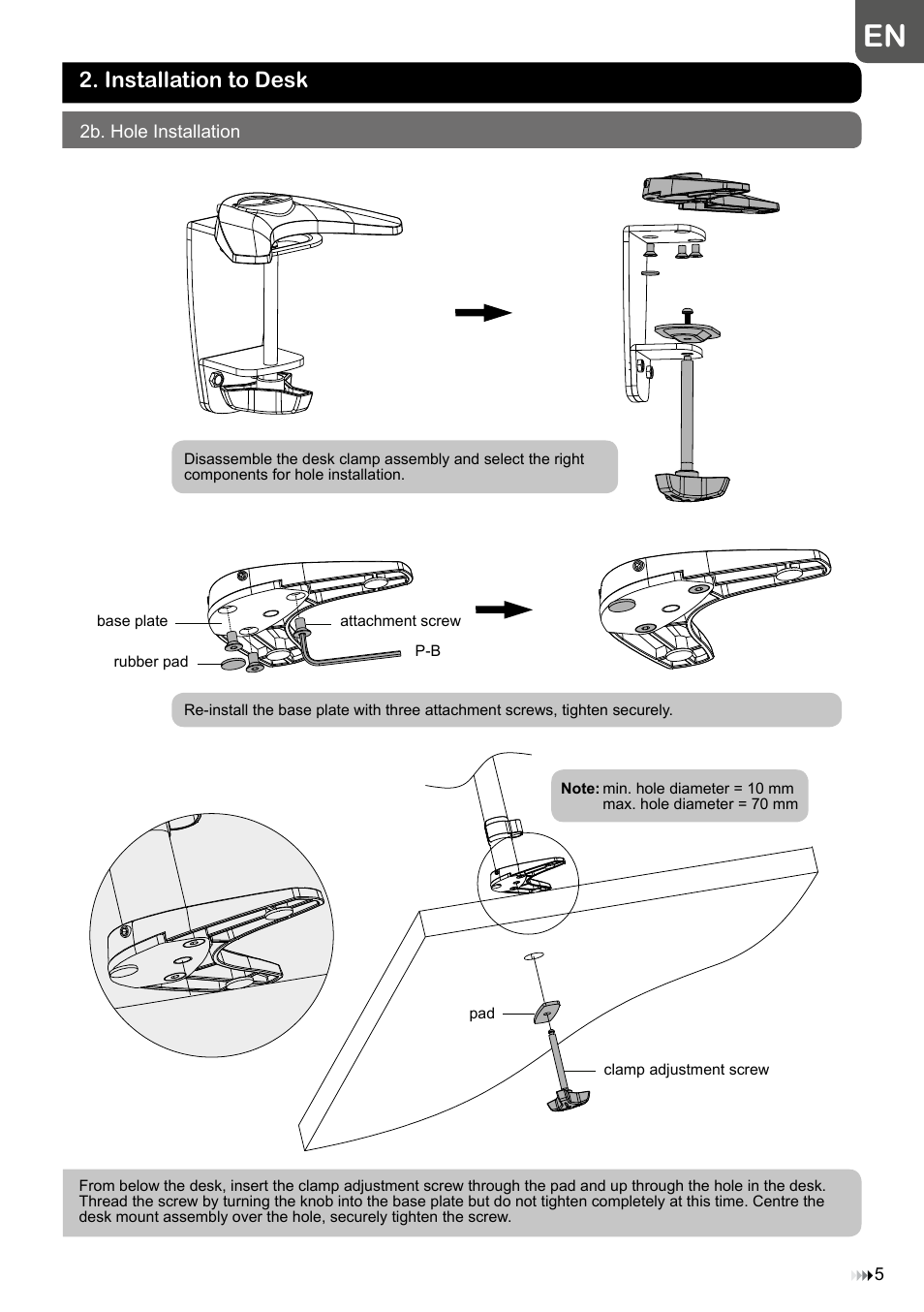 Installation to desk | Velleman WB039 User Manual | Page 5 / 48