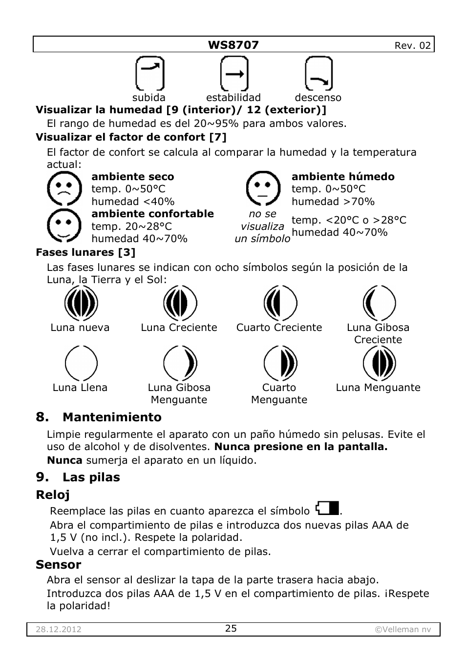 Velleman WS8707 User Manual | Page 25 / 50